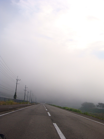 霧の中の道路